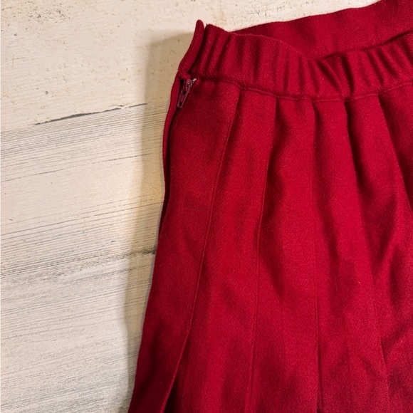 Orvis Vintage Red Wool Pleated Midi Skirt Petite 6 - Picture 6 of 6